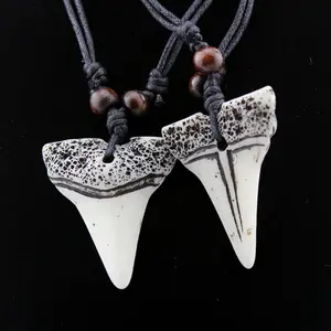 Cheap black cord necklace shark tooth necklace