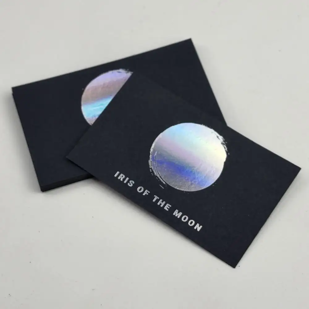 Recyclable Wholesale Professional Custom Holographic Foil Business Cards Black Business Cards with QR Code