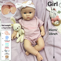 Poupée Bébé Reborn en Silicone Lavable de 18 Pouces, Corps Entier, Fille, Aspect Nouveau-né Réaliste, pour Jeu d'Imitation Enfant, Cadeau de Collection, Vente en Gros