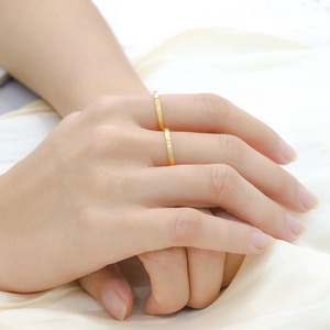 Fashionable Simple 18k Gold Micro Set Zircon Plain Band <b>Ring</b> Ultra Thin <b>Titanium</b> Steel Single Diamond <b>Ring</b> For Women Gift - Product Image 1