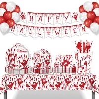 Décorations de table jetable sur le thème de la fête d'halloween, assiettes, tasses, serviettes, assiettes, banderole, parfait pour Halloween, 1 pièce, MM187