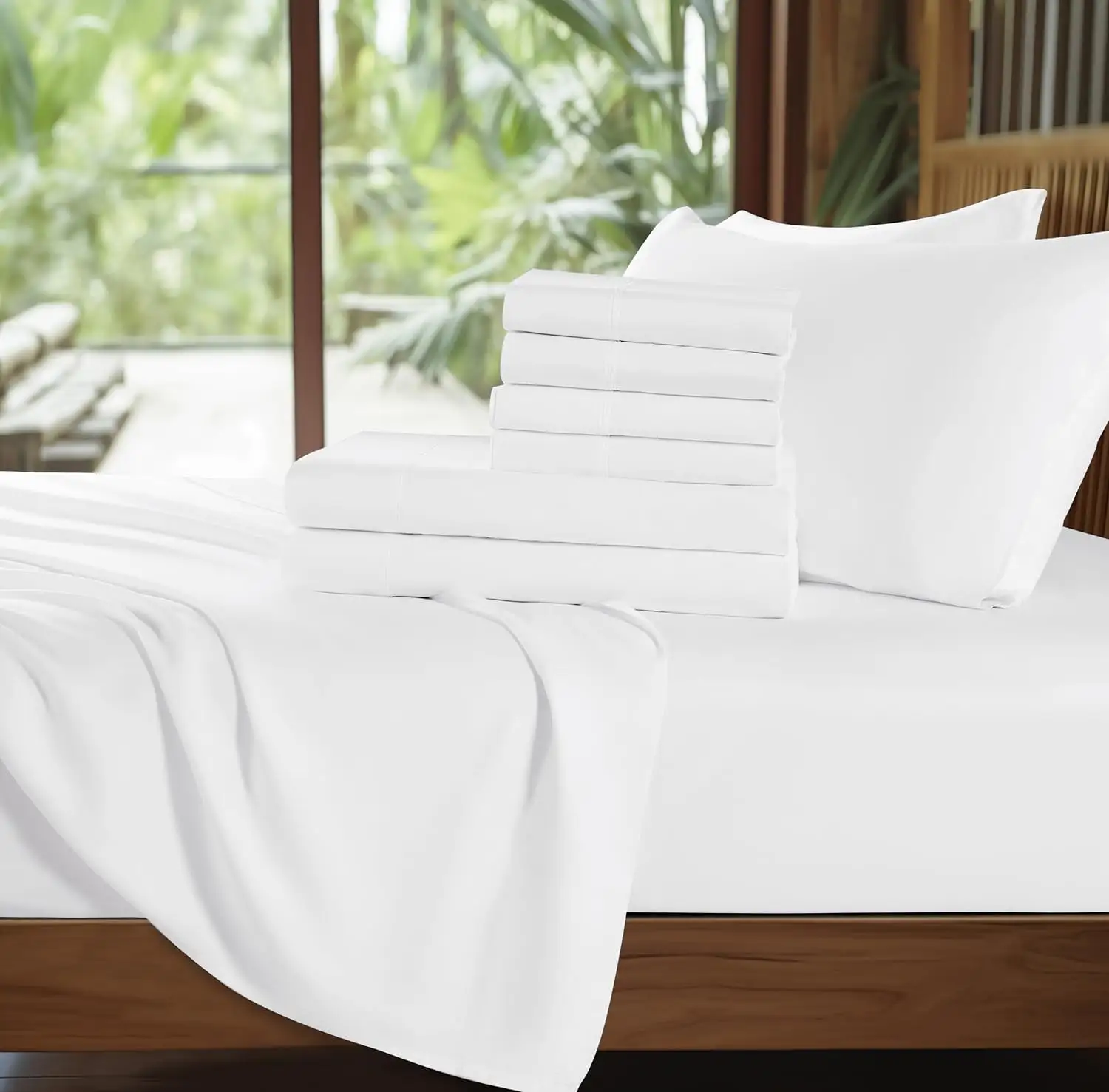 100% Pure Bamboo Sheets Bedding Set Manufacturer Soft Like Mulberry Silk Queen Size Bed Sheets Set and White