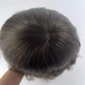 Rambut Palsu Berkualitas Tinggi dengan Lace dan Kulit, Prostesis Rambut Asli untuk Pria - Product Image 4