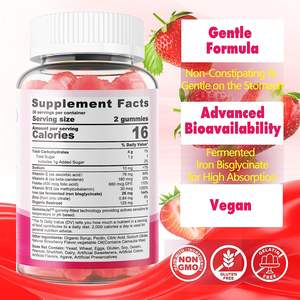 Gomitas Veganas de Bisglicinato de Hierro con Remolacha, Vitaminas para la Salud Sanguínea, Energía y Apoyo Inmunológico - Product Image 2