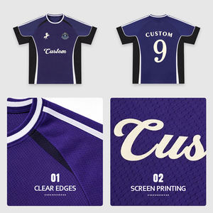 Camiseta Deportiva de Fútbol de Manga Corta con Cuello Redondo <span class=keywords><strong>para</strong></span> Hombre, con Logotipo Personalizado, Fabricada en Malla de Poliéster - Product Image 3