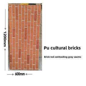 Panel Decorativo de Imitación Piedra, Ladrillo de Cultura de PU Ligero, Impermeable, Fondo Rojo y Azul para Villas - Product Image 3