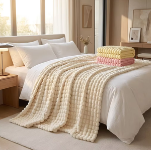 Luxury Bubble Marshmallow Assorted Flannel Smooth Fleece <strong>Bed</strong> <strong>Throw</strong> Blanket Plush Cozy Anti-static Blankets <strong>for</strong> Winter <strong>king</strong> <strong>Size</strong> - Product Image 2
