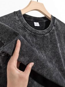 Custom Mineral Wash T Shirt For Men 100% Cotton Heavyweight 260gsm Oversized Vintage Acid Washed Streetwear Shirts - Product Image 5