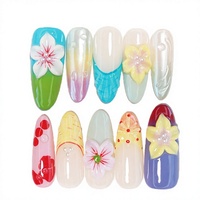 Vente en gros usine : Faux ongles à presser de haute qualité, courts, forme cercueil et stiletto français, style rose sculpté 3D, réutilisables, très demandés pour l'été