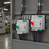 Interruptor de Transferencia Automática Trifásico de Doble Alimentación ATS 2P/3P/4P, Montaje en Riel DIN, Cambio Manual/Automático para Generador Solar Fotovoltaico