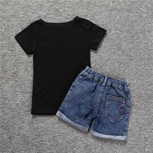 Conjunto de Ropa de Verano para Bebés Niñas, Camiseta de Manga Corta y Pantalones Cortos de Mezclilla, Dos Piezas, Regalo - Product Image 4