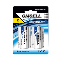 Batería de zinc-carbono GMCELL 1.5V R20P D de alta resistencia, certificada CE, 2 años de vida útil, para electrodomésticos y uso doméstico, venta al por mayor.