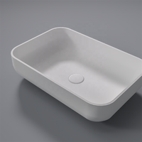 Design moderne Surface solide Hôtel Art Bassin Comptoir Évier de lavage à la main avec égouttoir pour salle de bain Traitement poli