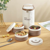 Mikrowellengeeignete 304 Edelstahl Isolierte Lunchbox, Japanischer Stil Studenten Bento-Box mit Deckel & Thermoisolierter Tasche