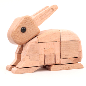 두뇌 티저 퍼즐 연동 게임 <span class=keywords><strong>Iq</strong></span> 테스트 나무 장난감 3D 동물 빌딩 블록 어린이 조기 손 눈 - Product Image 1