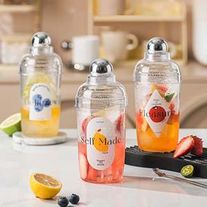 Tapa transparente Easy Demold Caja delgada Parte inferior Bola cromada redonda 500ml Barra <span class=keywords><strong>de</strong></span> plástico Coctelera <span class=keywords><strong>de</strong></span> mano con susto para beber whisky - Product Image 1