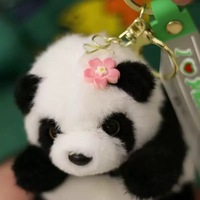 Peluche Panda Hua Hua authentique en PP, petite poupée en forme de pendentif, breloque pour sac à dos, ornement pour cartable, compagnon câlin de haute qualité