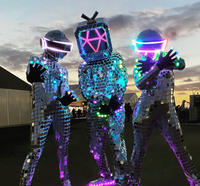 Vente chaude TV Miroir Costume Robot TV Tête Costume Costume Adulte Cosplay Argent Miroir Costume avec Daft Punk Casque