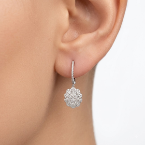 Luxury 18K White Gold Natural <b>Diamond</b> Drop <b>Earrings</b> Huggie Hoop Floral Cluster <b>Dangle</b> for Women Custom MOQ 1pc - Product Image 4