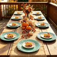 Assiette de présentation en plastique gaufré vert menthe à motif floral, 13 pouces, de luxe, pour mariages et réceptions élégantes en plein air