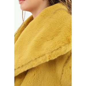 Abrigo de Piel Sintética para Mujer, Estilo Casual, Color Oliva, Forro Polar Suave, Relleno de Poliéster - Product Image 1