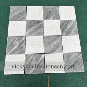 Autocollants de <span class=keywords><strong>carrelage</strong></span> en marbre gris et blanc, effet damier, autocollants en <span class=keywords><strong>vinyle</strong></span> imperméables à coller et à décoller pour la cuisine et le salon - Product Image 3