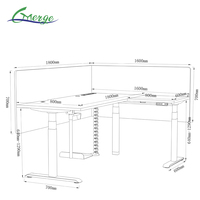 Cadre de bureau électrique réglable en hauteur à double moteur, table de bureau relevable en forme de L