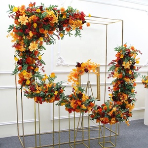 Fleur d'angle artificielle <span class=keywords><strong>bordeaux</strong></span> Orange, rangée de feuilles, plantes, Rose, boule florale, arc de mariage, événements de fête, Arrangement de décor de toile de fond - Product Image 6