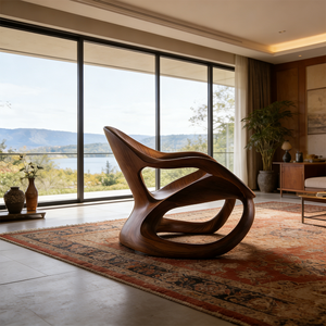 Fauteuil lounge moderne en fibre de verre, design artistique de luxe, fauteuil sculptural pour salon, siège d'appoint unique fait main pour la maison - Product Image 6