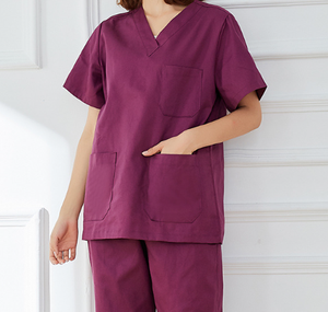 Traje Quirúrgico de Algodón Puro de Manga Corta Verde Oscuro para Médico y Enfermera, Bata de Aislamiento - Product Image 4