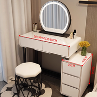 Table de Maquillage Luxe Nordique Multifonctionnelle Moderne en Bois Blanc avec Éclairage Intégré pour Chambre à Coucher et Appartement – Idéale pour Hôtels