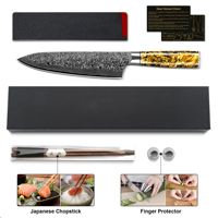 Feuille d'or manche en fibre de carbone 8 pouces japonais vg10 67 couches couteau de chef de cuisine en acier Damas avec garantie à vie