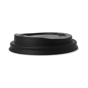 Couvre-gobelets noirs biodégradables de 90 mm Ø 90 mm en CPLA, adaptés aux aliments, avec trou pour boire, anti-fuite - Product Image 5