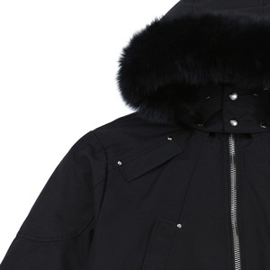 Chaqueta de Plumón para Hombre, Modelo Moose, Negra, con Capucha, Estilo Bomber, con Ribete de Piel, Cálida y Resistente - Product Image 4