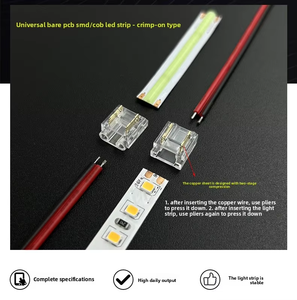ขั้วต่อแบบไม่ต้องบัดกรี 2 ขา สำหรับเชื่อมต่อสายไฟกับแผงวงจร สำหรับแถบไฟ LED COB แรงดันต่ำ ขั้วต่อแบบเชื่อมต่อเร็ว อะแดปเตอร์ปลายเดี่ยว - Product Image 6