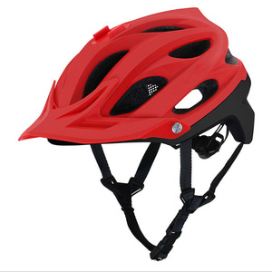 Casque de cyclisme pour adultes, réglable, moulé en une seule pièce, avec visière pour VTT, rouge - Product Image 1
