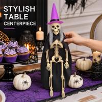 SIPKLR Décoration d'Halloween squelette de sorcière de 40 cm, accessoire effrayant et articulé pour la décoration de fête dans une maison hantée
