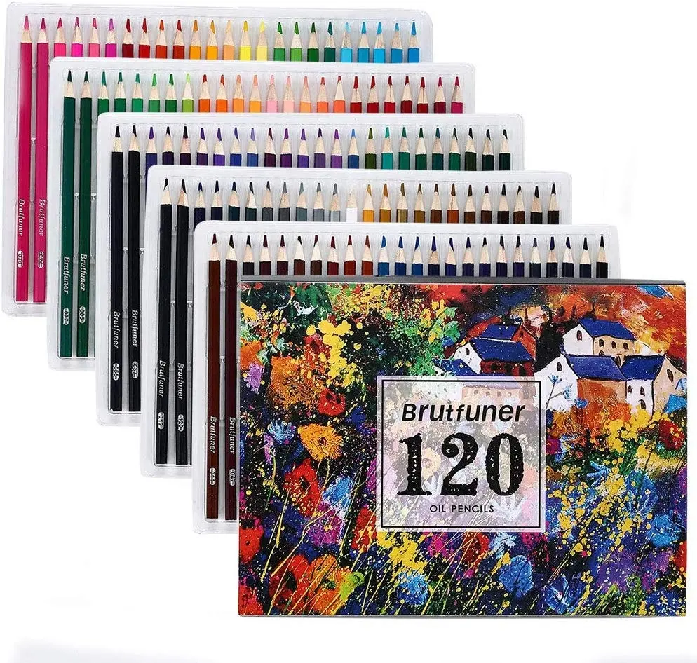 Brutfuner 48/72/120/160 Colors Professional Oil Color Pencils Set Artist Painting Sketching Pencil for School Draw Art Supplies