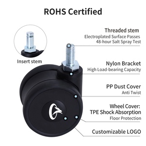 High Grade TPE Smooth Movement Chair Castor 2 Inch Swivel Nylon <strong>Wheel</strong> Hospital Operator <strong>Stool</strong> Caster <strong>Wheels</strong> for Dental Chair - Product Image 5