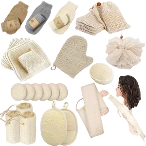 定制标志浴室产品配件沐浴套装去角质手套刷海绵洗涤器剑麻肥皂袋天然丝瓜