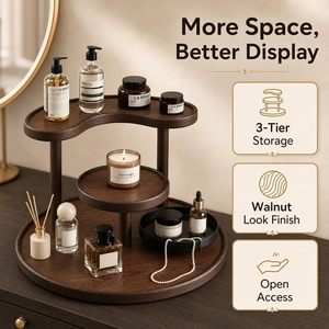 Multi-layer <b>Camping</b> Cosmetic <b>Storage</b> Display Rack Eco-Friendly Silicone <b>Table</b> Surface <b>Storage</b> Shelf - Product Image 3