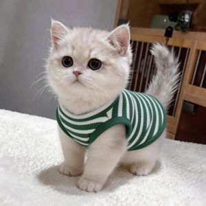 Ropa para gatos, chaleco fino de verano antidesprendimiento para gatitos, ropa universal para mascotas, linda con rayas - Product Image 3