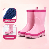 Bottes de pluie hautes pour tout-petits, rose bicolore, avec semelle extérieure antidérapante profonde, à languette de maintien unique, vente en gros OEM en vrac