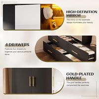 Armoire avec 3 portes, 4 tiroirs, miroir, éclairage LED
