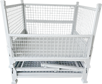 Conteneur en treillis métallique avec 4 roues, empilable, revêtement poudré, cage de stockage pour entrepôt, pour marchandises sur palette