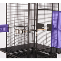 Vente chaude Grande cage à oiseaux double pour perroquets noire, style vintage, en bois et métal, durable, maison pour oiseaux respirante, avec fil