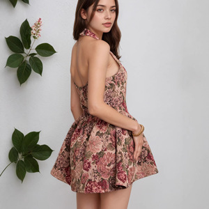 Mini Abito Estivo Boho Floreale Aderente Senza Spalline con Schiena Scoperta e Dettagli Arricciati <span class=keywords><strong>Anj</strong></span> Guangdong - Product Image 2