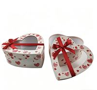Maßgefertigte Spezialform Valentinstag Süßigkeiten-Schokoladen-Geschenkbox mit Fensterdeckel Herzförmige Graupappe-Verpackung