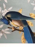 Zhenling Papier peint en soie de conception florale et d'oiseaux peint à la main pour l'amélioration de l'habitat