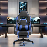 Chaise pivotante de jeu confortable pour bureau à domicile de style minimaliste avec repose-pieds et soutien lombaire en cuir synthétique